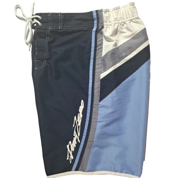 Point Zero Men's Blue Board Shorts Size XL Beach Surf Elastic/Drawstring Closure - Picture 4 of 9